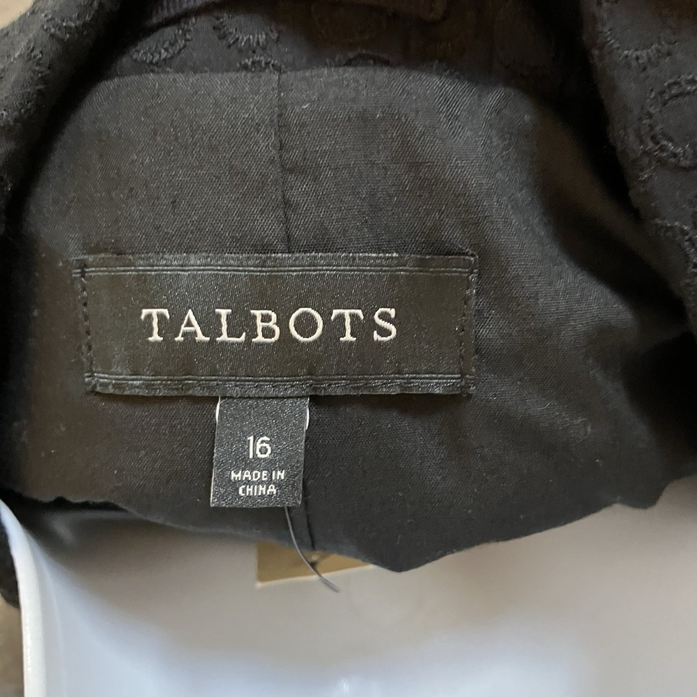 NWT Talbots Size 16 Cotton Blazer Jacket Women's Black Classic Textured - Picture 5 of 7